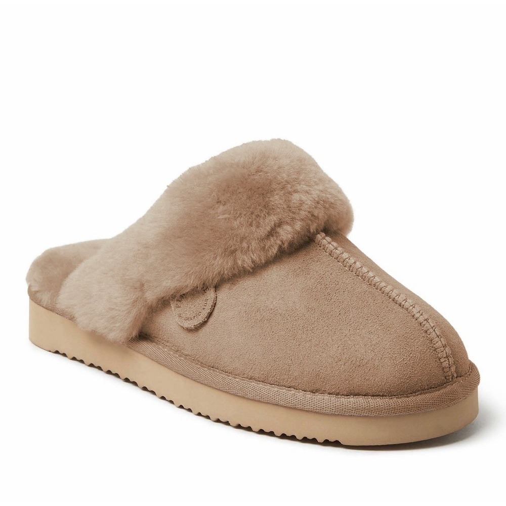 Fireside By Dearfoams Women's Driftwood Genuine Shearling Scuff Slipper Size 8